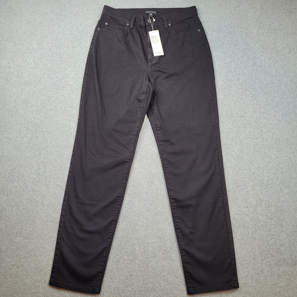 Eileen Fisher Slim Jeans Womens Small Black‎ High Waisted Organic Cotton NWT